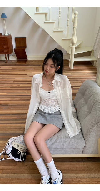 gray culotte skirt