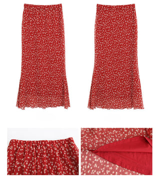 red fishtail skirt