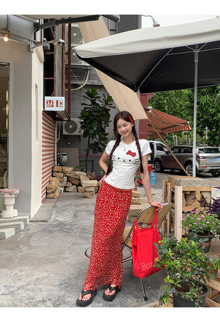 red fishtail skirt