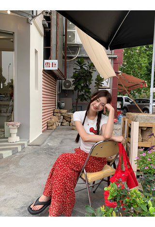 red fishtail skirt