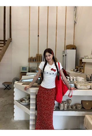 red fishtail skirt