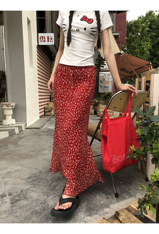 red fishtail skirt