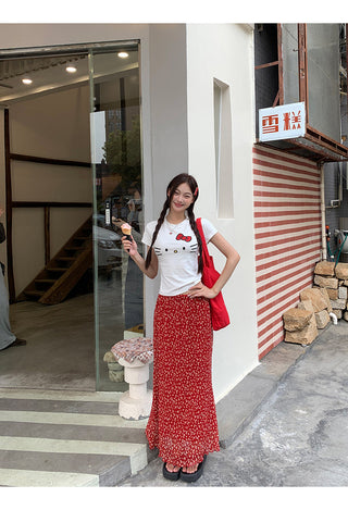 red fishtail skirt