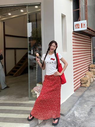 red fishtail skirt