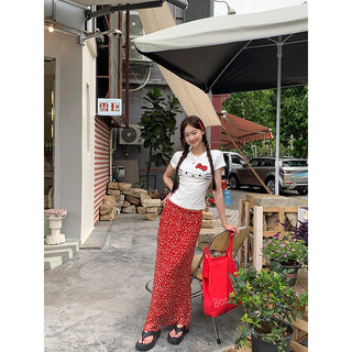 red fishtail skirt