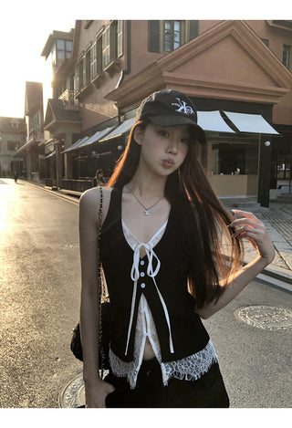 black lace camisole