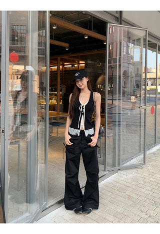 black lace camisole