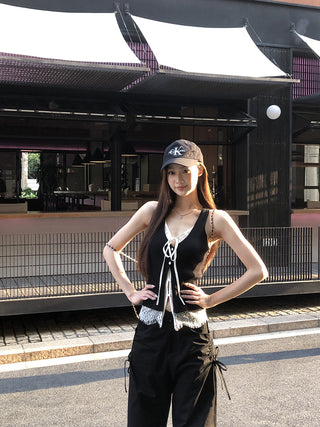 black lace camisole