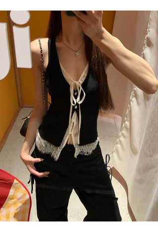 black lace camisole