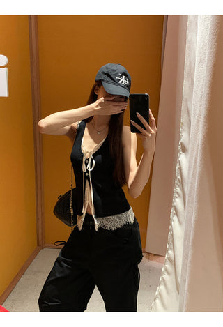 black lace camisole