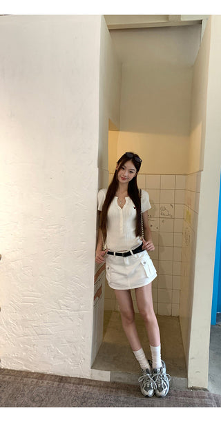 white workwear skirt