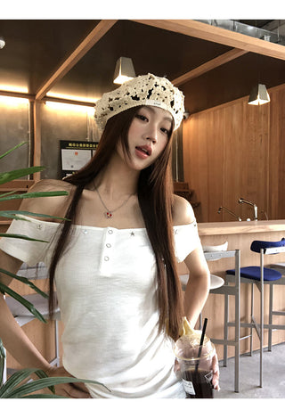 white strapless top