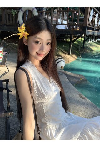 white A-line dress