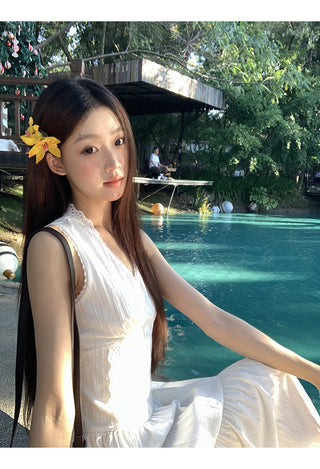 white A-line dress