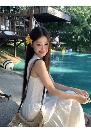 white A-line dress