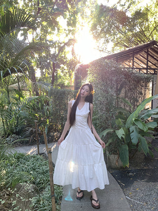white A-line dress