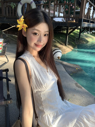 white A-line dress