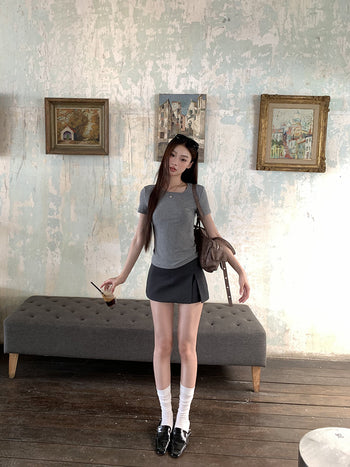gray sheath suit skirt