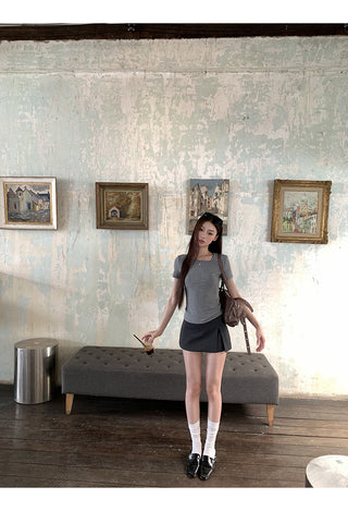 gray sheath suit skirt