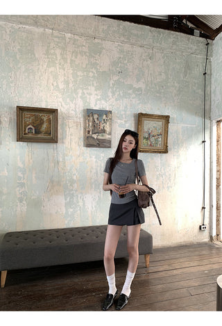 gray sheath suit skirt