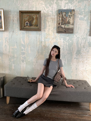 gray sheath suit skirt