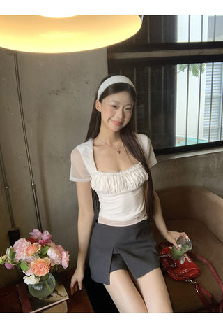 gray sheath suit skirt