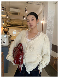 white retro lace sweater