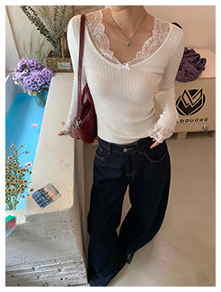 white retro lace sweater