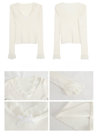 white retro lace sweater