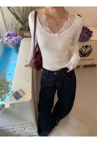 white retro lace sweater
