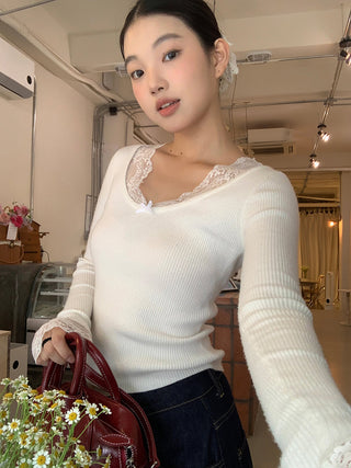 white retro lace sweater