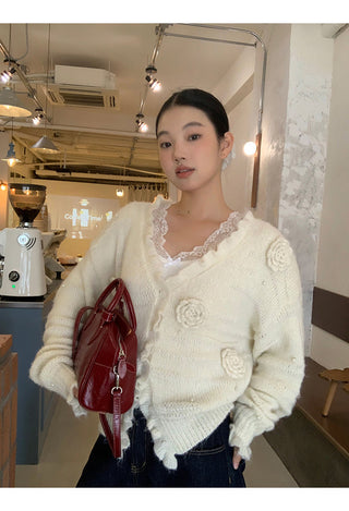 white retro lace sweater