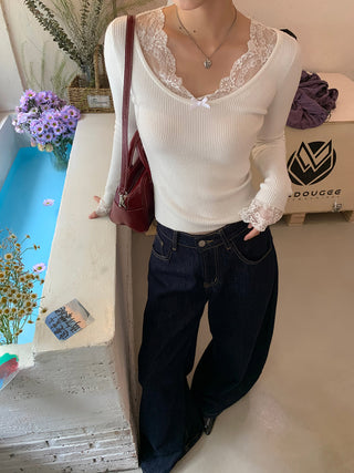 white retro lace sweater