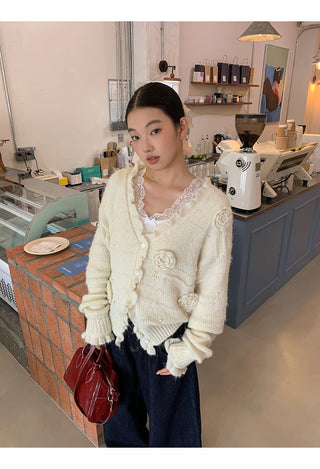 white retro lace sweater
