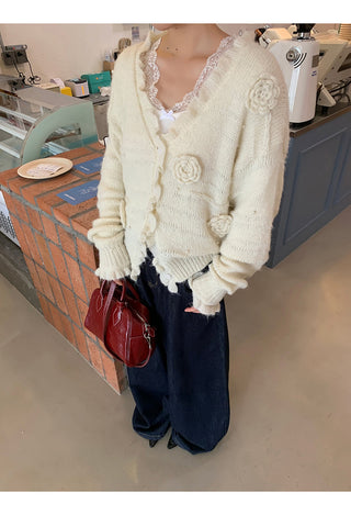white retro lace sweater