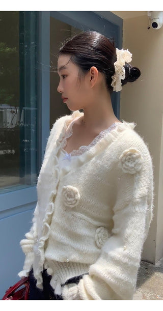 white retro lace sweater