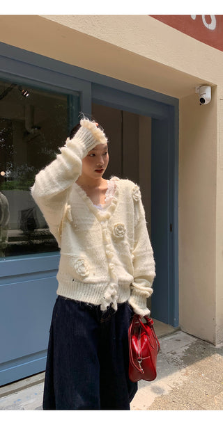 white retro lace sweater
