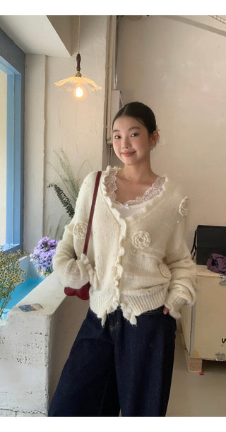 white retro lace sweater