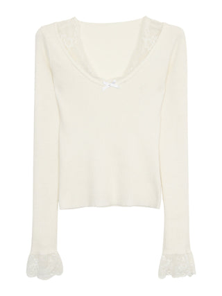 white retro lace sweater