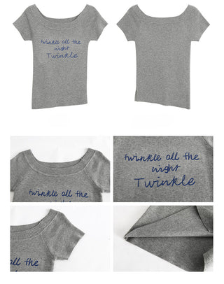 gray off-shoulder top