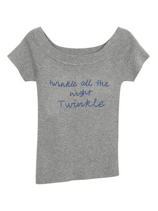 gray off-shoulder top