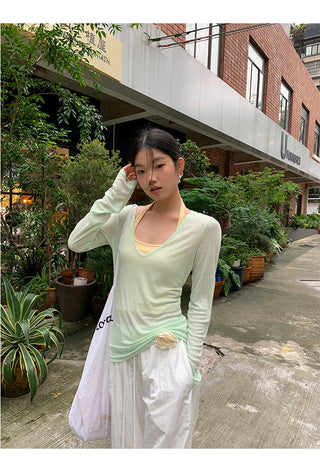 mint green blouse top
