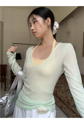mint green blouse top