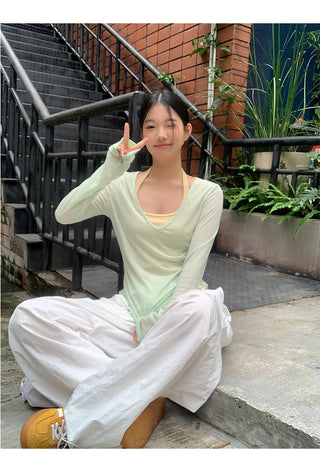 mint green blouse top