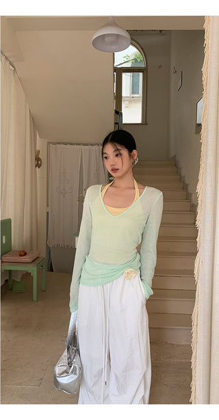 mint green blouse top