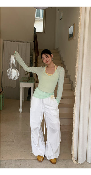 mint green blouse top