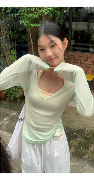 mint green blouse top