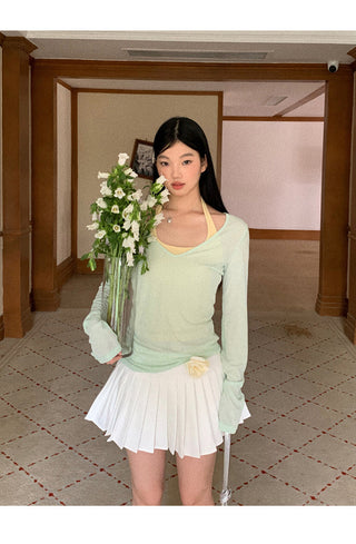 mint green blouse top