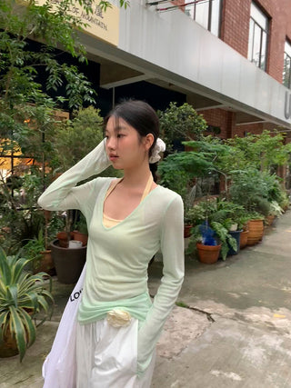 mint green blouse top