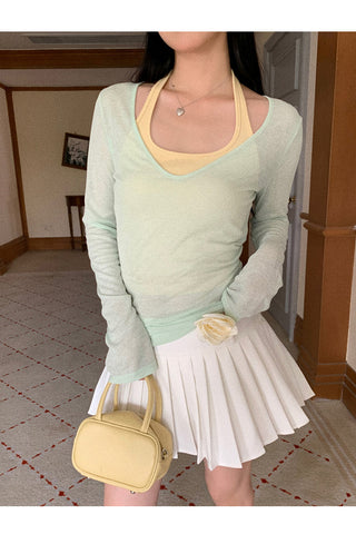 mint green blouse top
